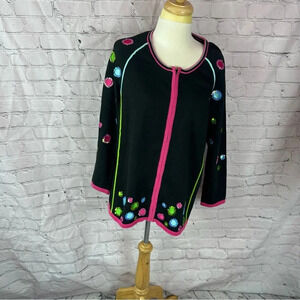 vintage terazzo cardigan sweater neon sequins large